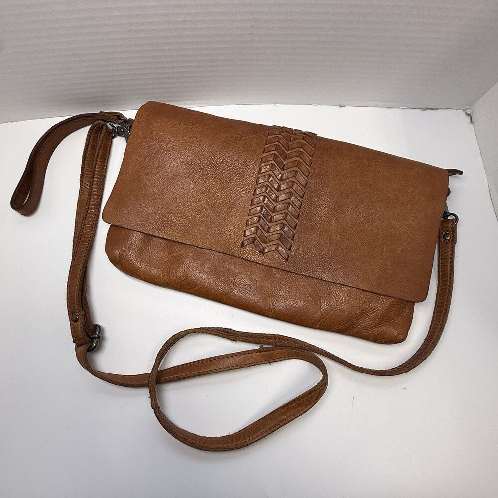 Vilenca Holland Front Flap Soft Leather Crossbody Bag In Cognac Tan